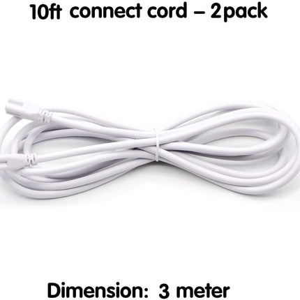T5 T8 Extension Cords, 10 Ft 3 Meter Connectorcord, 3-Prong Extended Power Cable for Integratedled Tube Light, Single LED Shop Garage Lightfixture, under Cabinet Lights Pack of 2(10FT 2Pcs)
