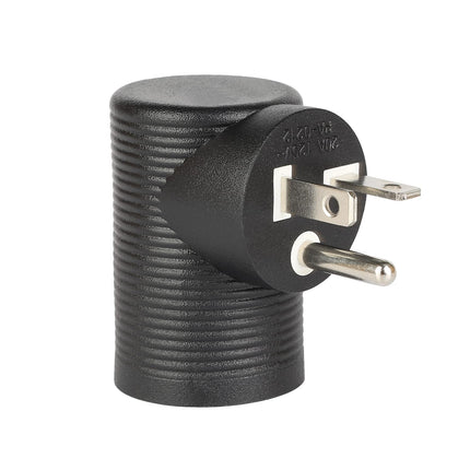Angled 4 in 1 NEMA 5-20P Power Adapter,  NEMA 5-20P to 5-15R, 5-20R, 6-15R, 6-20R Double T-Blade Receptacle, Downward Angled Power Adapter