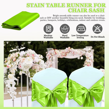 10 Pack Lime Green Satin Table Runners 12X108 Inches Party Table Runner Bright Smooth Table Runner Wedding Party Decorations for Table Green Table Runners