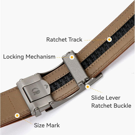 Mens Belt - Mens Ratchet Belt Leather 1 3/8" for Dress Pant - Micro Adjustable Belt Fit Everywhere