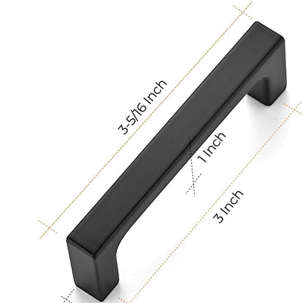 5 Pack 3 Inch Hole Centers Matte Black Cabinet Pulls Handles Solid Drawer Pulls Kitchen Hardware Flat Black Square Bar Drawer Handles