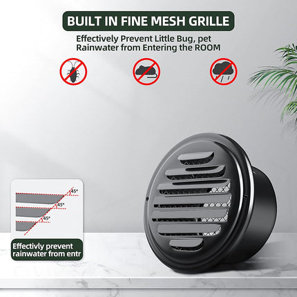 3Inch-2Pcs 304 Stainless Steel round Air Vents Cover,  Louvered Grille Cover Vent Flat Ducting Air Vent Wall Inlet with Built-In a Fly Screen Mesh for HVAC Ventilation (3Inch-2Pcs)