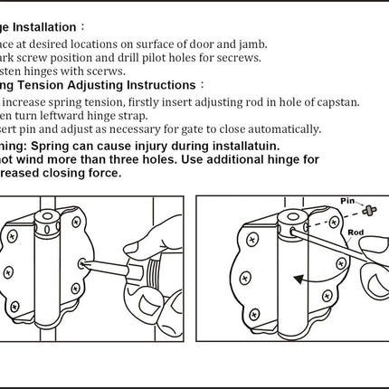 Door Spring Hinges, 2-3/4", Set of 2 Self Closing and 1 Adjustable Self Closing Hinge, Zinc Plated, 1 Set, Made in Taiwan