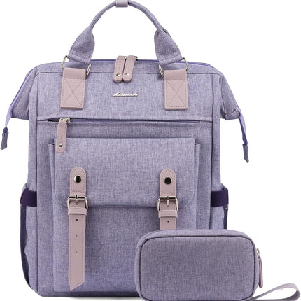 Laptop Backpack Purse for Women, Cute College School Backpack Bookbag for Teenager Girls, Teacher Nurse Bags Work Travel Backpack, Business Computer Laptop Bag Daypack, 15.6 Inch, Purple