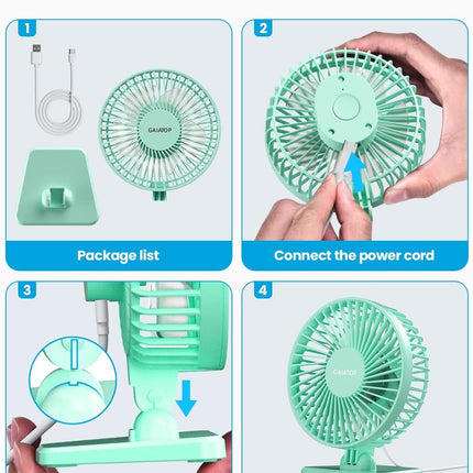 USB Desk Fan, Small but Powerful, Personal Portable Quiet 3 Speeds, Adjustable Mini Table Desktop Fan for Cooling Home Office Car Summer Travel Gifts Green