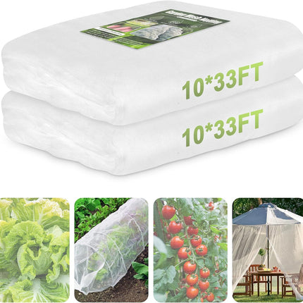 Garden Netting, 2 Pack 10X33Ft Ultra Fine Mesh Netting Pest Barrier Protection Bird Mosquito Net Plants Cover for Vegetables Fruits Flowers Crops Greenhouse Row Cover Raised Bed Patio