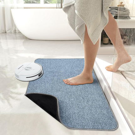 Bath Mat,Ultra Thin Bathroom Rugs,Rubber Bath Mats for Bathroom,No Slip Bath Rugs,Quick Dry,Machine Washable,Low Pile,Absorbent,Shower Outside,Sink,Home Decor Accessories.Blue,1'5"X2'3"(17X27Inch)