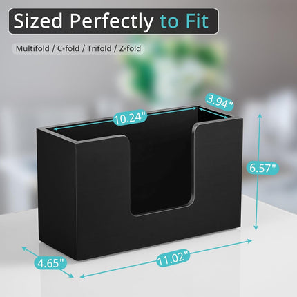 Wooden Paper Towel Dispenser Countertop, Bathroom Guest Towel Holder for Multifold C-Fold Z-Fold Trifold Hand Towels, Black Wood Napkin Holder for Kitchen, Vanity, Powder Room