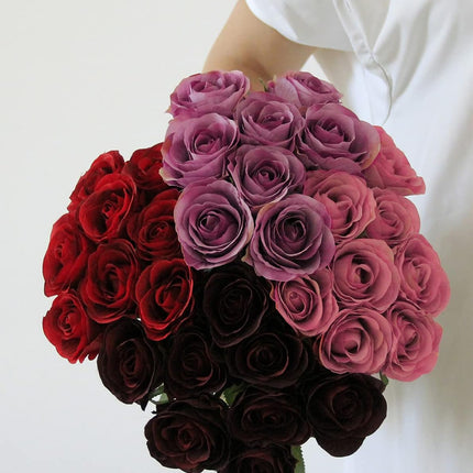 Artificial Roses Flowers for Flower Arrangement, 12 Pcs Silk Red Rose Bouquet for Home Decoration, Faux Roses for Parties and Wedding Decoration (Red, 12)