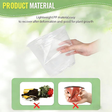 8/7/6/5/4 Inch Clear Nursery Pots with Drainage and Saucers, 10 Pack Clear Pots for Plants, Nursery Pots for Flowers, Succulents Outdoor Indoor