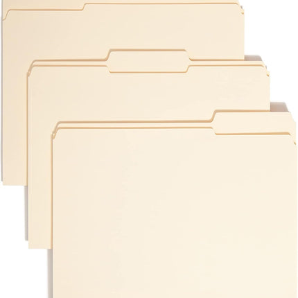 File Folders Letter Size, Reinforced 1/3-Cut Tab, Assorted Positions, Letter Size, Manila Folders 8.5 X 11, 100 per Box (10334)