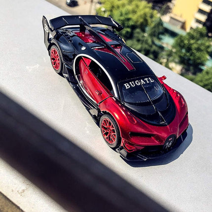 Bugatti Vision GT Supercar 1/32 Zinc Alloy Die Casting Pull Back Car Model Toy Sound and Light for Boy Girl Gift （Red）