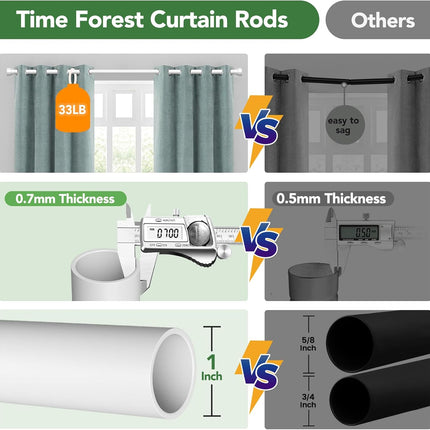 Curtain Rods for Windows 72 to 144, 1 Inch Adjustable White Extra Long Heavy Duty Curtain Rod for Patio Bedroom, Modern Style Indoor Outdoor Window Drapery Rods with End Caps, Size 32" - 150"
