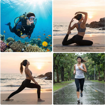 Waterproof Sports Headband Adjustable Neoprene Swim Ear Band Non-Slip Hair Guard for Swimming Diving Yoga Black 20.7In X 3.15In
