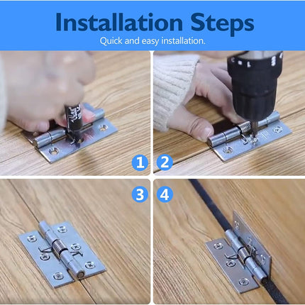 4 Pcs Spring Loaded Hinges for Cabinets, 2 Inch Length Stainless Steel Spring Hinges Self Closing