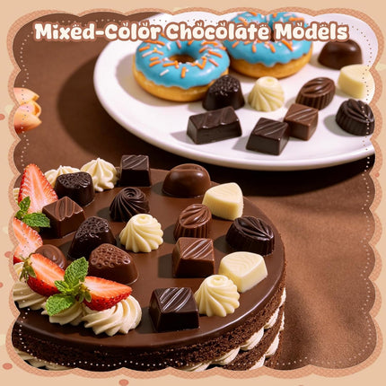 30 Pcs Fake Chocolate Artificial Food Realistic Mixed Color Chocolate Models Bulk Faux Dessert