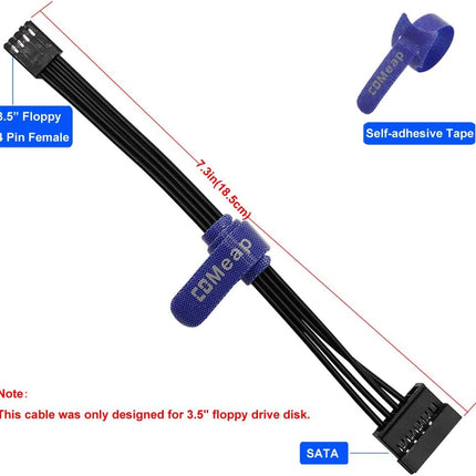 (2-Pack) 3.5" Floppy Drive FDD 4 Pin to SATA Hard Drive Power Adapter Cable 7.3-Inch(18.5Cm)