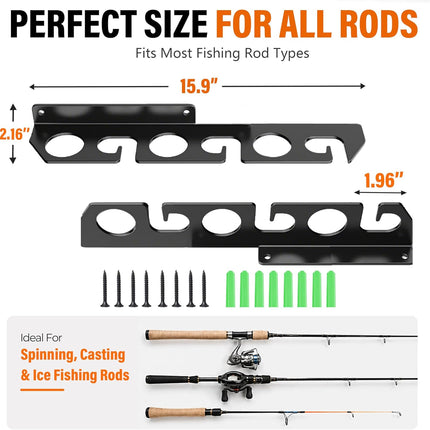 Fishing Rod Racks Wall or Ceiling Fishing Rod/Pole Rack Holder Storage Hook Holds Fishing Rods Wall Mounted for Garage Cabin and Basement