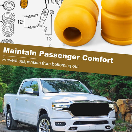 Rear Bump Stops Fit for Dodge RAM 1500 2009-2020, Pair Suspension Jounce Control Arm Bumpers, Replace 52855788AB