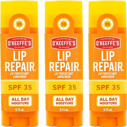 Lip Repair SPF 35 Lip Balm - Stick (3 Pack) - Sun-Safe Moisturizer for Extremely Cracked, Dry Lips