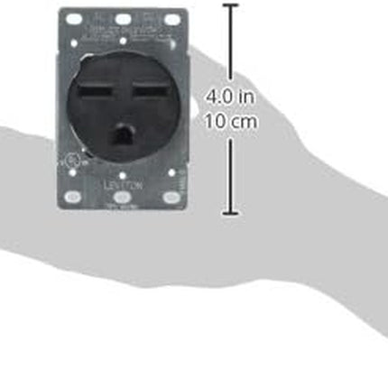 30 Amp, 250V, Nema 6-30R, 2P, 3W, Flush MTG Receptacle, Straight Blade, Industrial Grade, Groundingside Wired, Steel Strap, 5372-S00, Black