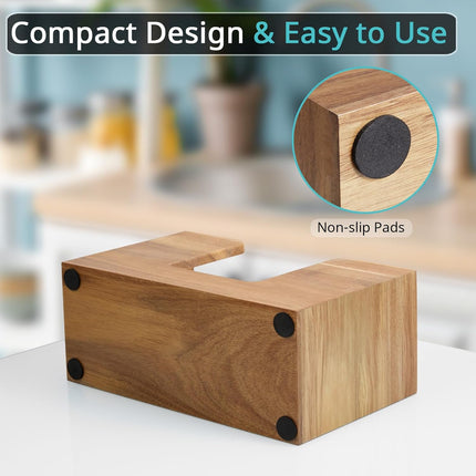 Paper Towel Dispenser Countertop, Acacia Wood Bathroom Paper Towel Holder, Napkin Holder for Kitchen, Multifold C-Fold, Z-Fold, Trifold for Bathroom Toilet Home