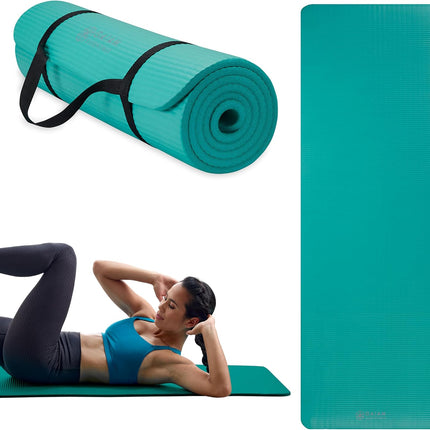 Gaiam Yoga Mat, Pilates & Exercise Mat, Thick Mat 2/5" (10Mm) Workout Mat with Easy-Cinch Carrying Strap for Home & Gym Workouts