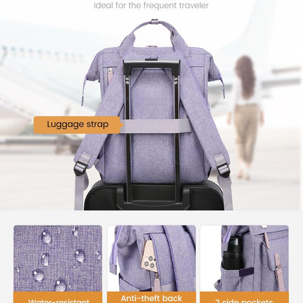 Laptop Backpack Purse for Women, Cute College School Backpack Bookbag for Teenager Girls, Teacher Nurse Bags Work Travel Backpack, Business Computer Laptop Bag Daypack, 15.6 Inch, Purple