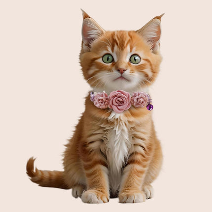 2 Pack Cat Collar Pink Floral with Bell and Removable Flower Bowtie Breakaway Adjustable Cat Collar for Girl Kitten Puppy Small Cats Dogs Daily Decoration (XQ10-4)