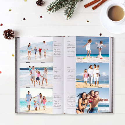 Photo Album 4X6 300 Photos Linen Cover with Memo Areas Photobook Pictures Book for Wedding Family Baby and Vacation (Black)