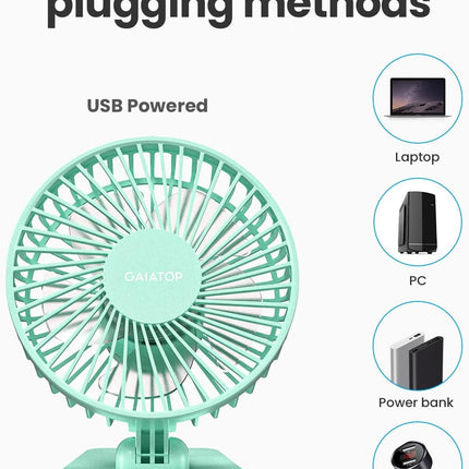 USB Desk Fan, Small but Powerful, Personal Portable Quiet 3 Speeds, Adjustable Mini Table Desktop Fan for Cooling Home Office Car Summer Travel Gifts Green