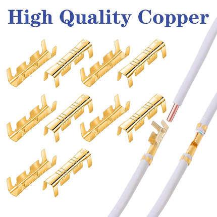200Pcs U Shape Copper Ring Terminals, Brass Crimp Terminals Connector Open Barrel Crimp Terminal Non-Insulated Cable Wire Spade Electric Butt Connector for Electricity Automotive