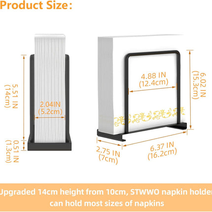 Napkin Holder for Table, Metal Napkin Holder for Kitchen Dining, Standing Paper Napkin Storage for Table Countertop, Black