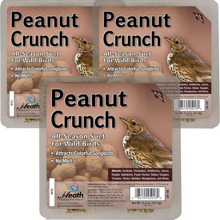Peanut Crunch Suet Cakes Sample Pack, Contains 3 Suet Cakes, Try It, Your Birds Will Love It, for Woodpeckers, Cardinals, Siskins, Sparrows, Finchs & Many More Wild Bird Species