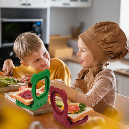 Uncrustables Sandwich Maker Sealer Cutter, Crustless Sandwich Cutter, PB&J Uncrustable Maker - Color Green, Square Shape