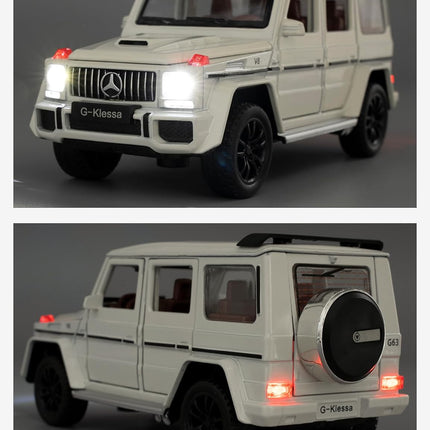 1/32 Scale Car Model Compatible for Collectible G63 AMG Diecast Toy Vehicle, Zinc Alloy Pull Back Toy Car with Sound and Light for Adult Boys Girls 3 4 5 6 7 8（White）