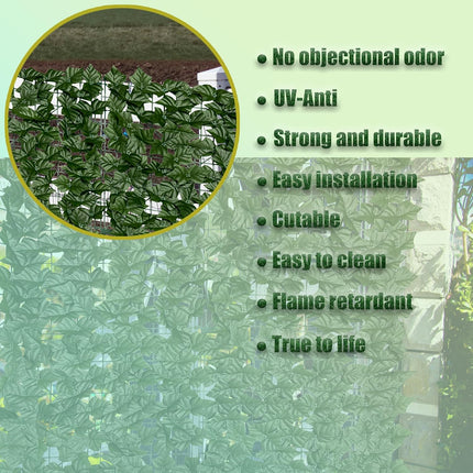 Artificial Ivy Privacy Fence Screen: 40"X 140"(39.2 SQFT) Uv-Anti Faux Hedge Fence and Fake Ivy Vine Leaf Wall Panels for Indoor&Outdoor Green Backdrop, Garden Greenery Decor