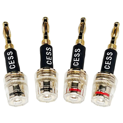 CESS-187 Banana Plug Connect to Spade Fork Plug Speaker Cable Adapter, 4 Pack