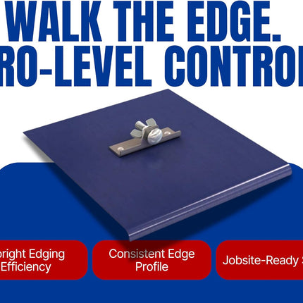 Blue Steel Walking Edger Concrete Edging Tool 9 In. X 10 In. with 3/8 In. Radius and 1/2 In. Depth Two-Way Flatwork Sidewalk Slab Finishing Edger - Handle Sold Separately
