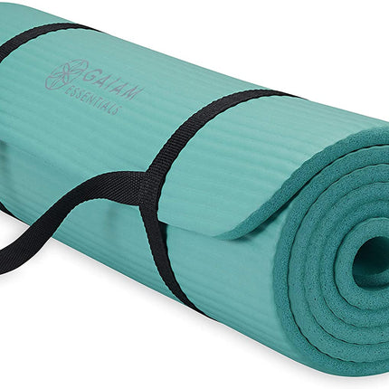 Gaiam Yoga Mat, Pilates & Exercise Mat, Thick Mat 2/5" (10Mm) Workout Mat with Easy-Cinch Carrying Strap for Home & Gym Workouts