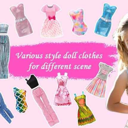 51 PCS Doll Clothes and Accessories Including Fashion Dresses, Tops and Pants Outfits, Party Dresses, Swimsuits Bikini 38 PCS Shoes Hangers and Other Accessories for 11.5 Inch Dolls