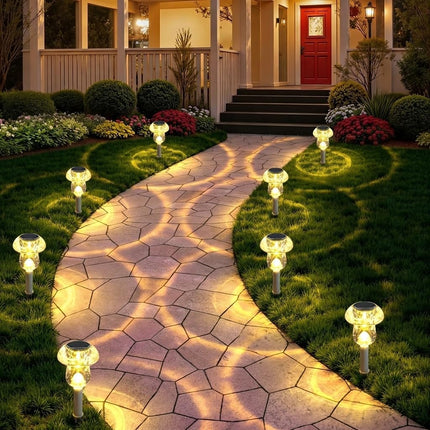 Solar Lights Outdoor, 8 Pack Mushroom Lights outside Waterproof, Solar Powered LED Lighting for Garden, Yard, Landscape, Path, Pathway, Lawn, Walkway, Driveway, Backyard Decor (Warm White)