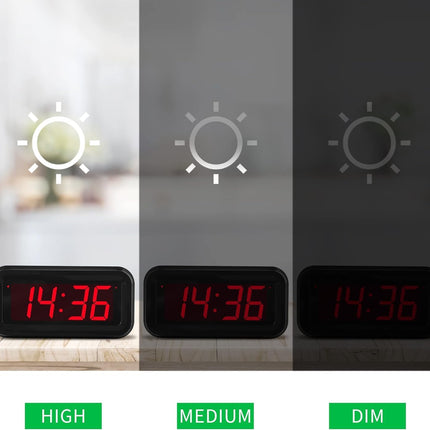Alarm Clock, LED Digital Clock, Small Wall Clock, Battery Operated, Adjustable 3-Level Led Brightness, Dim Night Mode, 12/24Hr, Cordless, Constantly 1.2'' Digits Display for Bedroom/Travel,Easy to Set