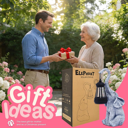Elephant Statue for Garden Decor with Gift Appeal - Ideal Gifts for Women, Mom or Birthdays, Beautifully Crafted Outdoor & Home Decor to Wow Your Guests (11" Elephant)