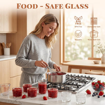 40 Pcs 4Oz Clear Glass Mini Mason Jars with Silver Separable Lids and Diamond Appearance, Small Spice Canning Jars for Honey, Jam, Jelly, Wedding Favors, Kitchen Food Storage
