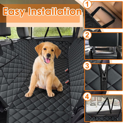 Waterproof Dog Car Seat Cover for Back Seat - Durable, Scratch Proof Pet Hammock with Nonslip Design & Storage Pockets, Fits Cars, Suvs, Trucks- S, Black