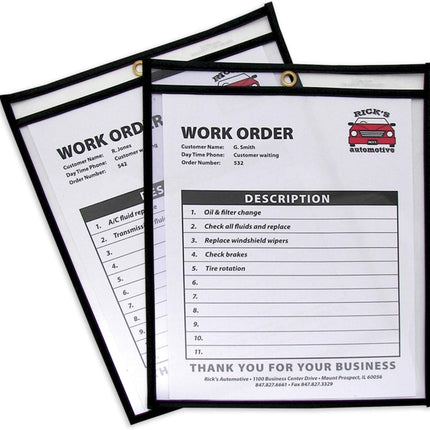 Stitched Shop Ticket Holders, Both Sides Clear, 8.5 X 11 Inches, 25 per Box (46911)