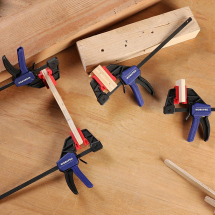 6" Mini Bar Clamps for Woodworking, One-Handed Clamp/Spreader, Wood Clamps Set, Screw Change F Clamps with 50LBS Load Limit, 4 Pack