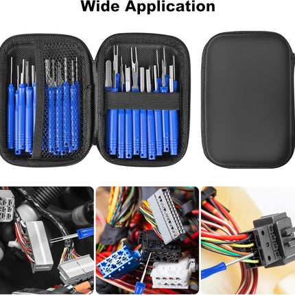 Terminal Removal Tool Kit 41 Pcs Depinning Tool Electrical Connector Pin Removal Tool Kit Pin Extractor Tool Set Wire Terminal Release Tool for Automotive Car Household Devices - Blue