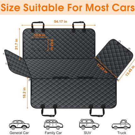Waterproof Dog Car Seat Cover for Back Seat - Durable, Scratch Proof Pet Hammock with Nonslip Design & Storage Pockets, Fits Cars, Suvs, Trucks- S, Black